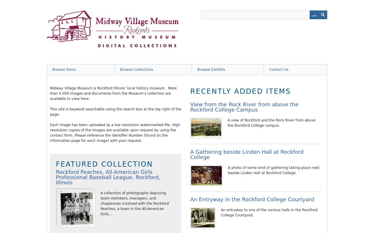 Midway Village Museum metadata search for Machesney Park regional history