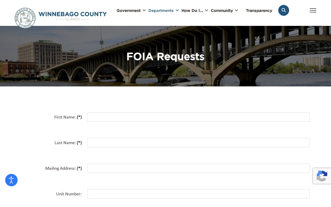 Winnebago County Clerk FOIA form for Machesney Park county records