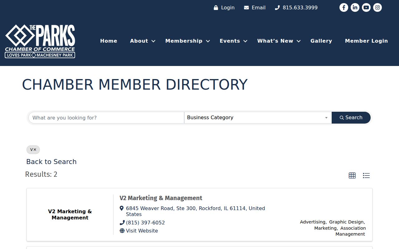 Parks Chamber community directory result for the Village of Machesney Park