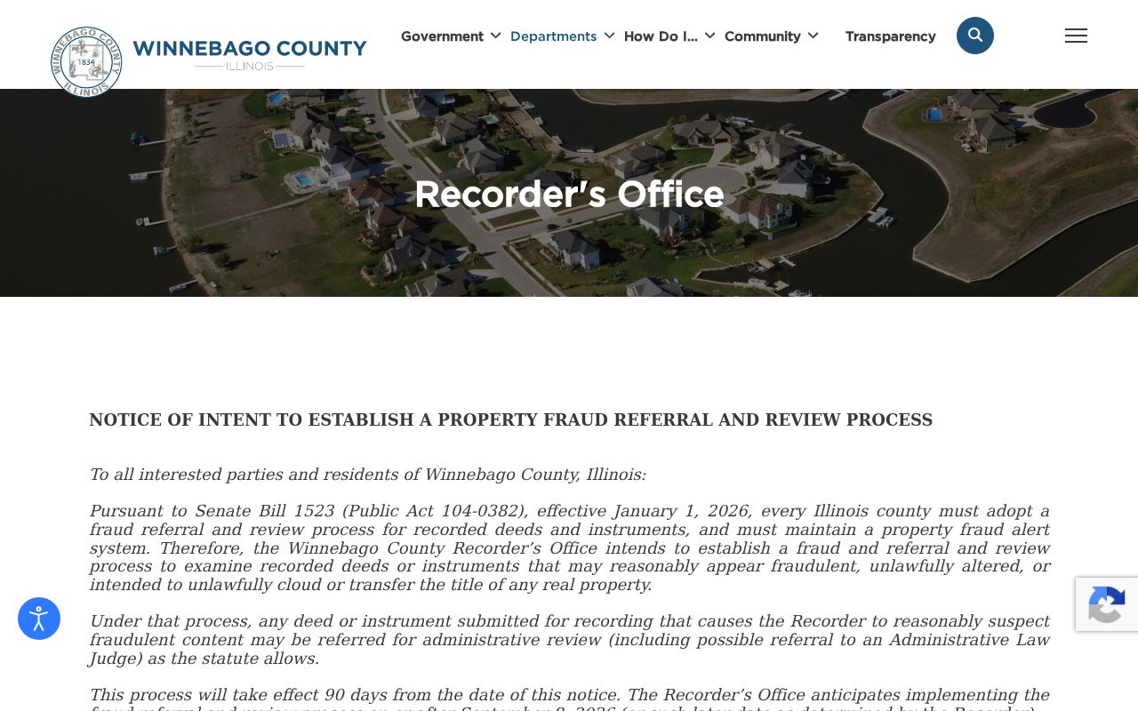 Winnebago County Recorder property records page used for Machesney Park streets