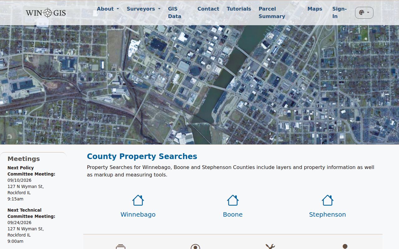 WinGIS parcel viewer source for a Machesney Park street directory search